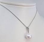 Ketting met hanger - 14 karaat Witgoud -  0.04ct. tw. -