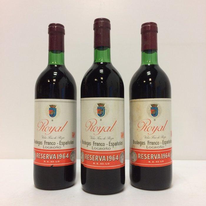 1964 Bodegas Franco-Españolas, Royal - Rioja Reserva - 3, Verzamelen, Wijnen