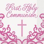 Communie Servetten Roze First Holy Communie 16st, Verzenden, Nieuw