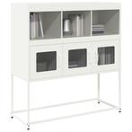 vidaXL Dressoir 100,5x39x107 cm koudgewalst staal wit, Verzenden, Nieuw, Metaal