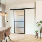 Stalen Schuifdeur met koofsysteem - 4 Vlaks - Mat glas, Doe-het-zelf en Verbouw, Kozijnen en Schuifpuien, 75 tot 150 cm, Nieuw