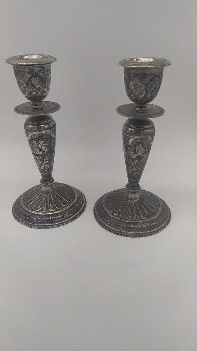 Twee Qajartinkellichtjes - Zilver - Midden-Oosten - Begin, Antiek en Kunst, Kunst | Niet-Westerse kunst