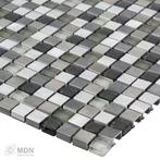 Geborsteld RVS met glas mozaiek zwart mix 30x30, Verzenden, Nieuw
