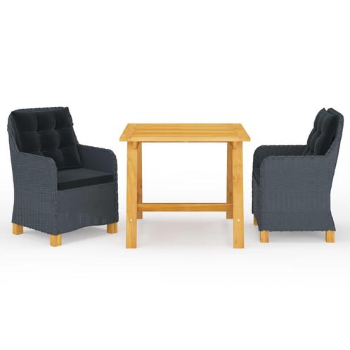 vidaXL 3-delige Tuinset donkergrijs, Tuin en Terras, Tuinsets en Loungesets, Tuinset, Nieuw, 2 zitplaatsen, Rotan, Verzenden