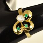 Ring - 18 karaat Geel goud Parel - Smaragd, Sieraden, Tassen en Uiterlijk, Ringen, Nieuw