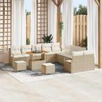 vidaXL Tuin Sofa Set met kussen 13 pcs Beige Poly riet, Verzenden, Nieuw, Rotan