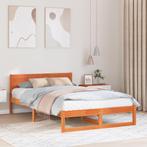 vidaXL Bedframe met Hoofdbord Wengé Bruin 120x200 cm Massief, Huis en Inrichting, Slaapkamer | Bedden, Verzenden, Nieuw, Twijfelaar