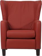Direct meenemen | Rode leren oorfauteuil | rood leer | NIEUW, Nieuw, Ophalen of Verzenden, Landelijk, 75 tot 100 cm
