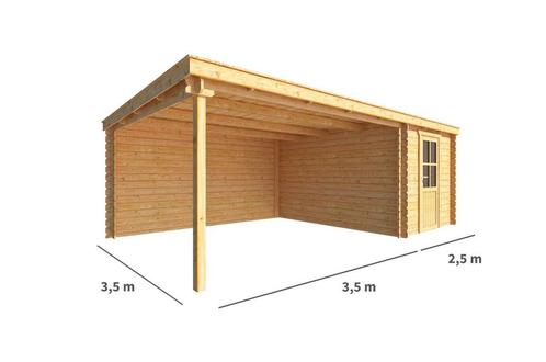 Blokhut met overkapping Els 600 cm bij 350 cm diep Lessenaar, Tuin en Terras, Tuinhuizen, Nieuw, Verzenden