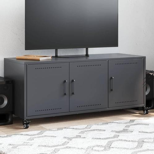 vidaXL Tv-meubel 100,5x39x43,5 cm staal antracietkleurig, Huis en Inrichting, Kasten | Televisiemeubels, Nieuw, Metaal, Verzenden