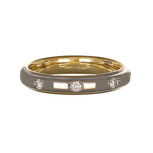 Ring - 18 karaat Geel goud, Witgoud - 0.16ct. tw. Diamant, Sieraden, Tassen en Uiterlijk, Ringen