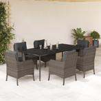 vidaXL 7-delige Tuinset met kussens poly rattan grijs, Tuin en Terras, Tuinsets en Loungesets, 6 zitplaatsen, Nieuw, Tuinset, Verzenden