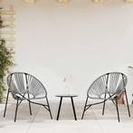 vidaXL Set tuinstoelen 3-delig poly rattan zwart en, Tuin en Terras, Verzenden, Nieuw, Rotan