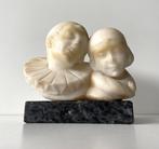 sculptuur, Pierrot & Columbine - 12.7 cm - Marmer, Albast, Antiek en Kunst