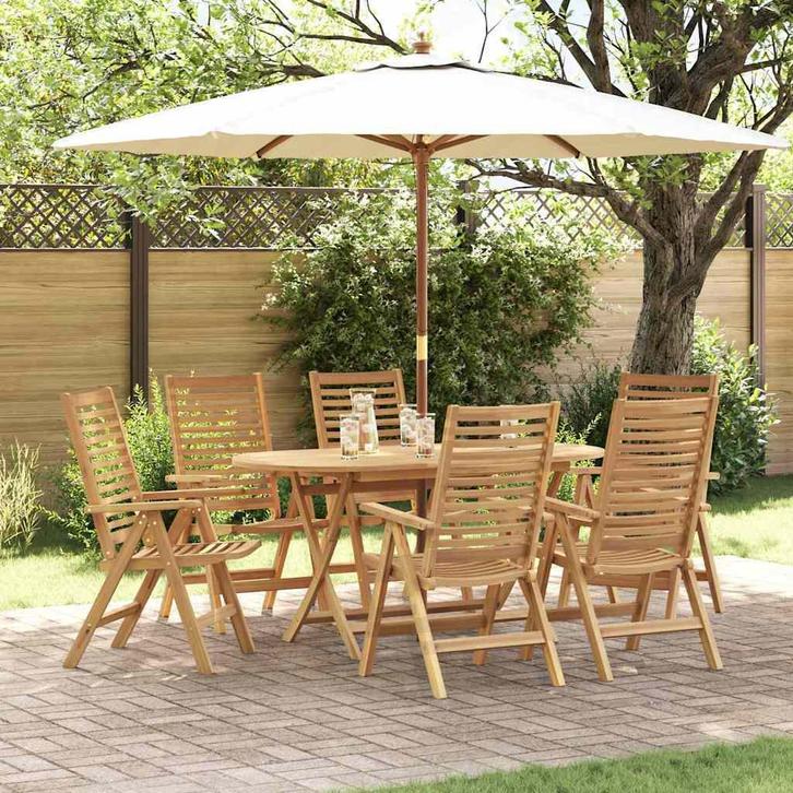vidaXL Tuinstoel 6 pcs Bruin 52 x 64.5 x 108 cm Massief, Tuin en Terras, Tuinstoelen, Nieuw, Verzenden