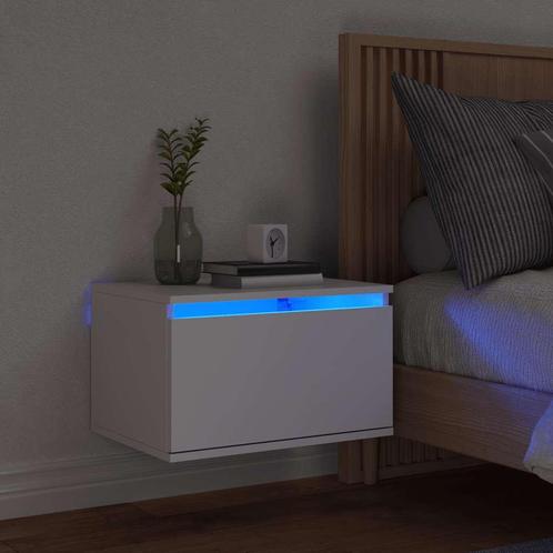 vidaXL Nachtkastje met LED-verlichting wandgemonteerd wit, Huis en Inrichting, Slaapkamer | Nachtkastjes, Nieuw, Minder dan 45 cm