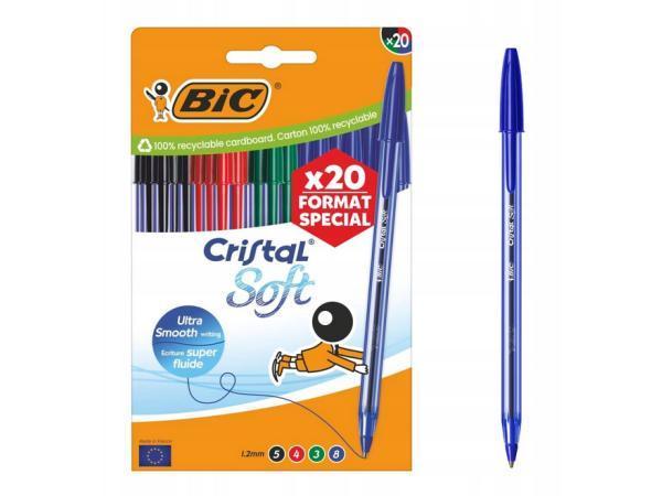 Veiling - BIC Cristal Soft Medium pen, 1,2 mm, 4 kleuren, 20, Diversen, Schrijfwaren