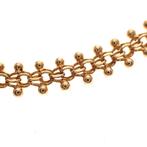 Gouden fantasie schakel collier | 47 cm (uniek, ketting), Sieraden, Tassen en Uiterlijk, Kettingen, Goud, Gebruikt, Ophalen of Verzenden