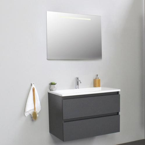 Badkamermeubel BWS Pepper Acryl Wastafel Incl Spiegel Met, Doe-het-zelf en Verbouw, Sanitair, Bad, Nieuw, Ophalen of Verzenden