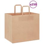 vidaXL Papieren zakken 250 st met hengsels 32x22x28 cm bruin, Diversen, Verzenden, Nieuw