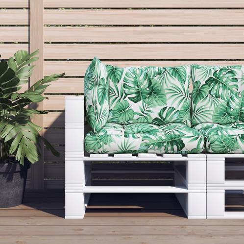 vidaXL Palletkussens 3 st stof bladpatroon, Huis en Inrichting, Woonaccessoires | Kussens, Groen, Nieuw, Verzenden