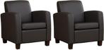 Donkerbruine leren landelijke stoels - poot hout bruin - To, Huis en Inrichting, Fauteuils, Nieuw, Ophalen of Verzenden, Landelijk