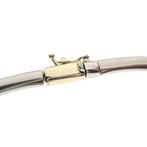 Bicolor gouden fantasie collier met koffieboon (Ketting), Ophalen of Verzenden, Gebruikt, Overige kleuren, Goud