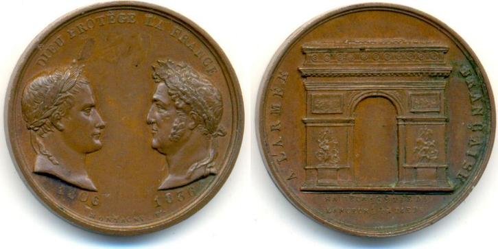 Brons medaille auf das Arc de Letoile 1836 Frankreich:..., Postzegels en Munten, Penningen en Medailles, Verzenden