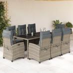 vidaXL 9-delige Tuinset met kussens poly rattan grijs, Tuin en Terras, Nieuw, 8 zitplaatsen, Tuinset, Verzenden