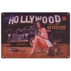 Metalen plaatje - Hollywood Detective NIEUW, Huis en Inrichting, Ophalen of Verzenden, Nieuw