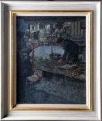 Franse school (XX) - Markt in Franse stad, Antiek en Kunst