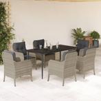 vidaXL 7-delige Tuinset met kussens poly rattan grijs, Tuin en Terras, Tuinsets en Loungesets, 6 zitplaatsen, Nieuw, Tuinset, Verzenden