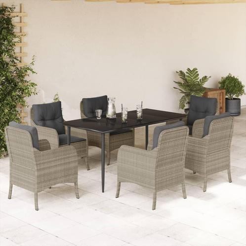 vidaXL 7-delige Tuinset met kussens poly rattan grijs, Tuin en Terras, Tuinsets en Loungesets, Tuinset, Nieuw, 6 zitplaatsen, Rotan