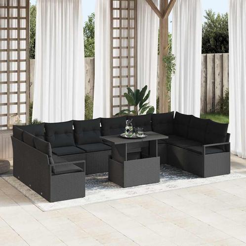 vidaXL Tuin Sofa Set met kussen 11 pcs Zwart 100 x 55 x 73, Tuin en Terras, Tuinsets en Loungesets, Nieuw, Rotan, Verzenden