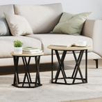 vidaXL Nesting Bijzettafels 2 stuks Sonoma Eikenhout, Verzenden, Rond, Nieuw, 50 tot 100 cm