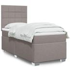 vidaXL Boxspring met matras stof taupe 90x200 cm, 90 cm, Eenpersoons, Verzenden, Nieuw