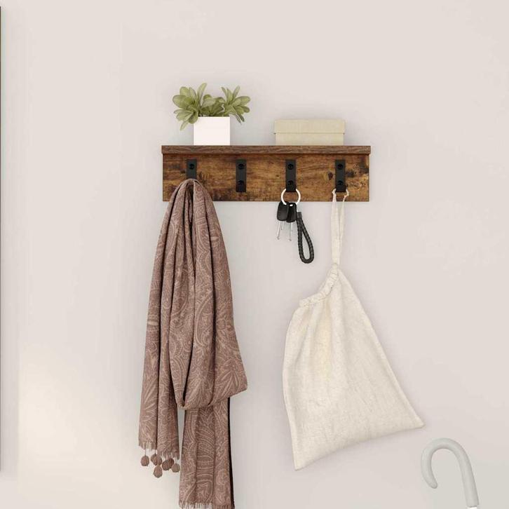vidaXL Wandgemonteerde kapstok Gerookt eiken 40 x 10.5 x, Huis en Inrichting, Woonaccessoires | Wandplanken en Boekenplanken, Nieuw