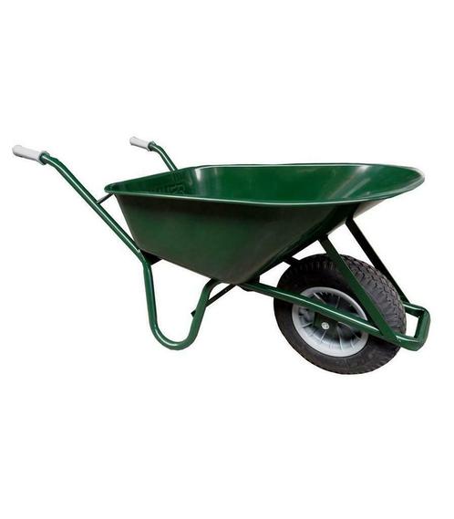Kruiwagens Bouw Kruiwagen 85L Ronde Buis Gecoat Groen (me..., Doe-het-zelf en Verbouw, Transportwagens, Nieuw, Ophalen of Verzenden
