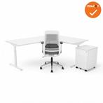 Hoekbureau Tube - Ronde hoek - wit onderstel - afmeting e..., Werkplek, Ophalen of Verzenden, Nieuw zonder verpakking, Bureau
