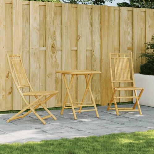 vidaXL 3-delige Bistroset bamboe, Tuin en Terras, Tuinsets en Loungesets, Nieuw, Hout, Verzenden
