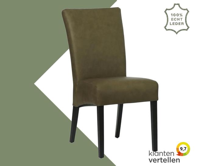 Leren eetkamerstoel Just - Rancho Green (olijf/groen) -, Huis en Inrichting, Stoelen, Eén, Overige kleuren, Nieuw, Leer, Ophalen of Verzenden