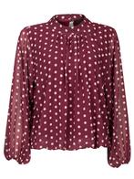 Top Blouson Stippen Bordeaux, damestop met lange mouwen, Kleding | Dames, Tops, Verzenden, Nieuw