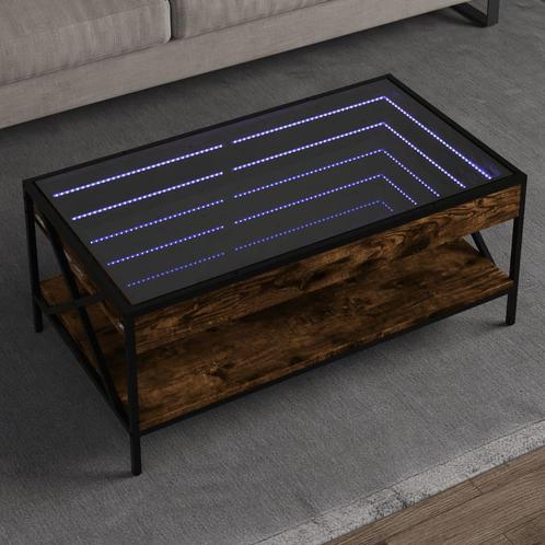vidaXL Salontafel met Infinity LED 90x50x38 cm gerookt, Huis en Inrichting, Tafels | Salontafels, 50 tot 100 cm, Nieuw, Overige houtsoorten