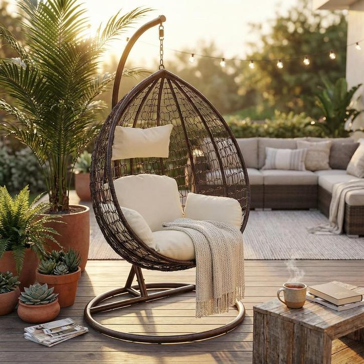 Hangstoel XL Bruin | Max 125kg | Beste Prijs, Huis en Inrichting, Stoelen, Eén, Bruin, Nieuw, Stof, Ophalen of Verzenden