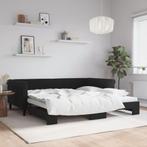 vidaXL Slaapbank met onderschuifbed 100x200 cm fluweel zwart, Huis en Inrichting, 100 cm, Eenpersoons, Verzenden, Zwart