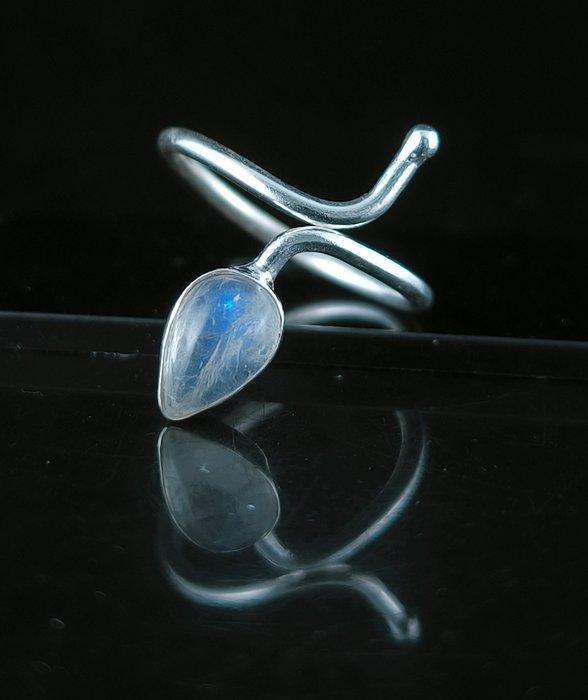 Maansteen Verstelbare ring van sterling zilver - Hoogte: 24, Verzamelen, Mineralen en Fossielen