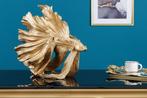 Design decoratief figuur vechtende vis CROWNTAIL 35cm goud, Huis en Inrichting, Woonaccessoires | Vazen, Ophalen of Verzenden