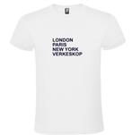 Verkeskop op t-shirt als print met London, Paris, New York,, Overige kleuren, Roly, Verzenden, Nieuw