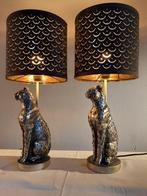 Tafellamp met beeldje (2) - Schemerlampen - Luipaard -, Antiek en Kunst, Curiosa en Brocante