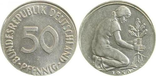 Duitsland Fehlpraegung 50 Pfennig 1950 J auf fremden Rohling, Postzegels en Munten, Munten | Europa | Niet-Euromunten, Verzenden